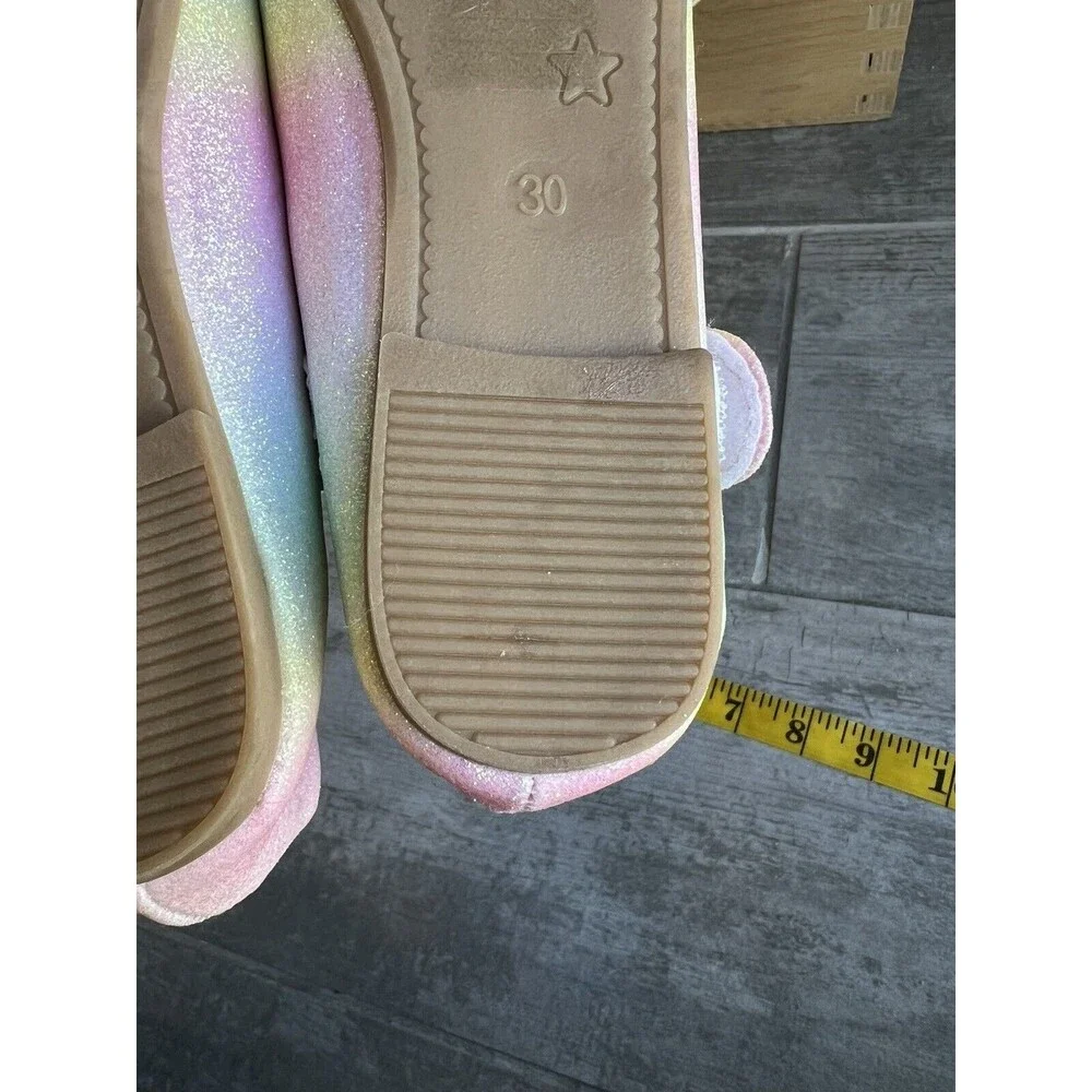 Girls Rainbow Glitter Shimmer Ombre Mary Jane Shoes Bows Flats Ballet EUR 30 12